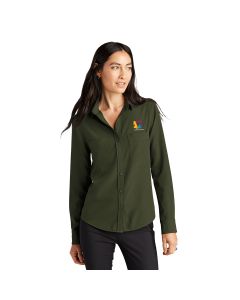 MERCER+METTLE Women's Stretch Crepe Long Sleeve Camp Blouse