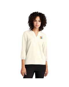 MERCER+METTLE Women's Stretch Crepe 3/4 Sleeve Blouse